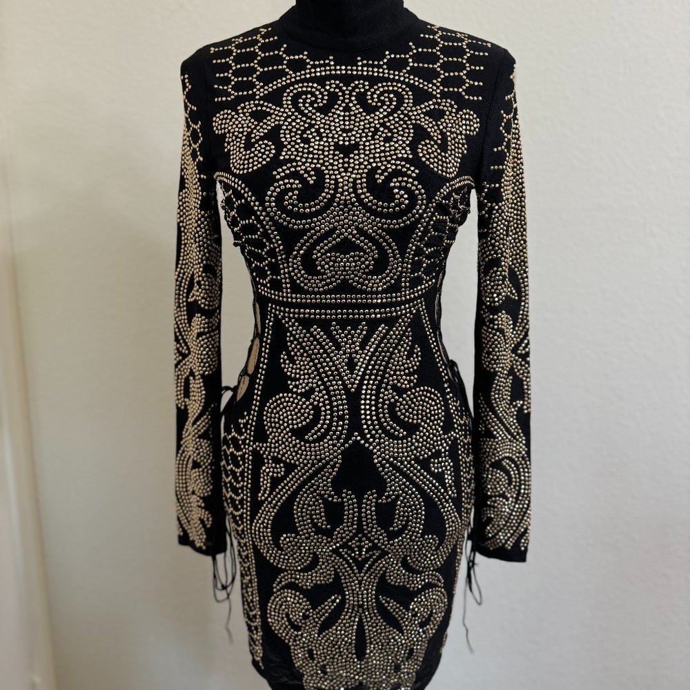 Black and Gold Rhinestone Dress!